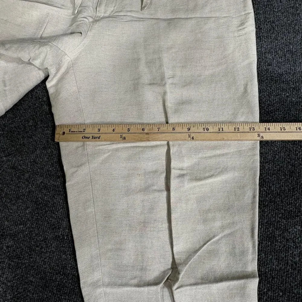 Cubavera Pants Mens 32x26 Beige Linen Blend Drawstring Elastic Waist Casual
